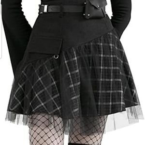 PUNK RAVE Loch Ness Mesh Overlay Tartan Mini Skirt